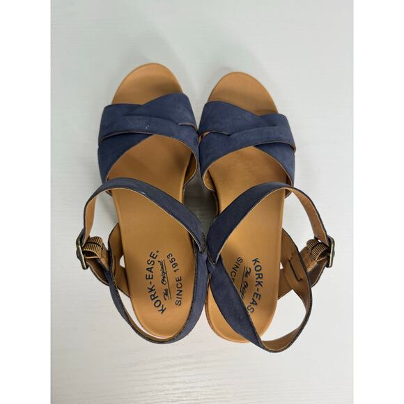 KorkEase Women’s Platform Myrna Wedge Sandal Blue Cork Casual size 9 - Picture 4 of 7